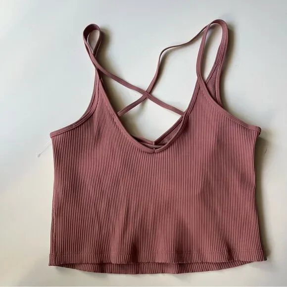 Vuori crop rib tank in Marsala pink - Picture 5 of 8